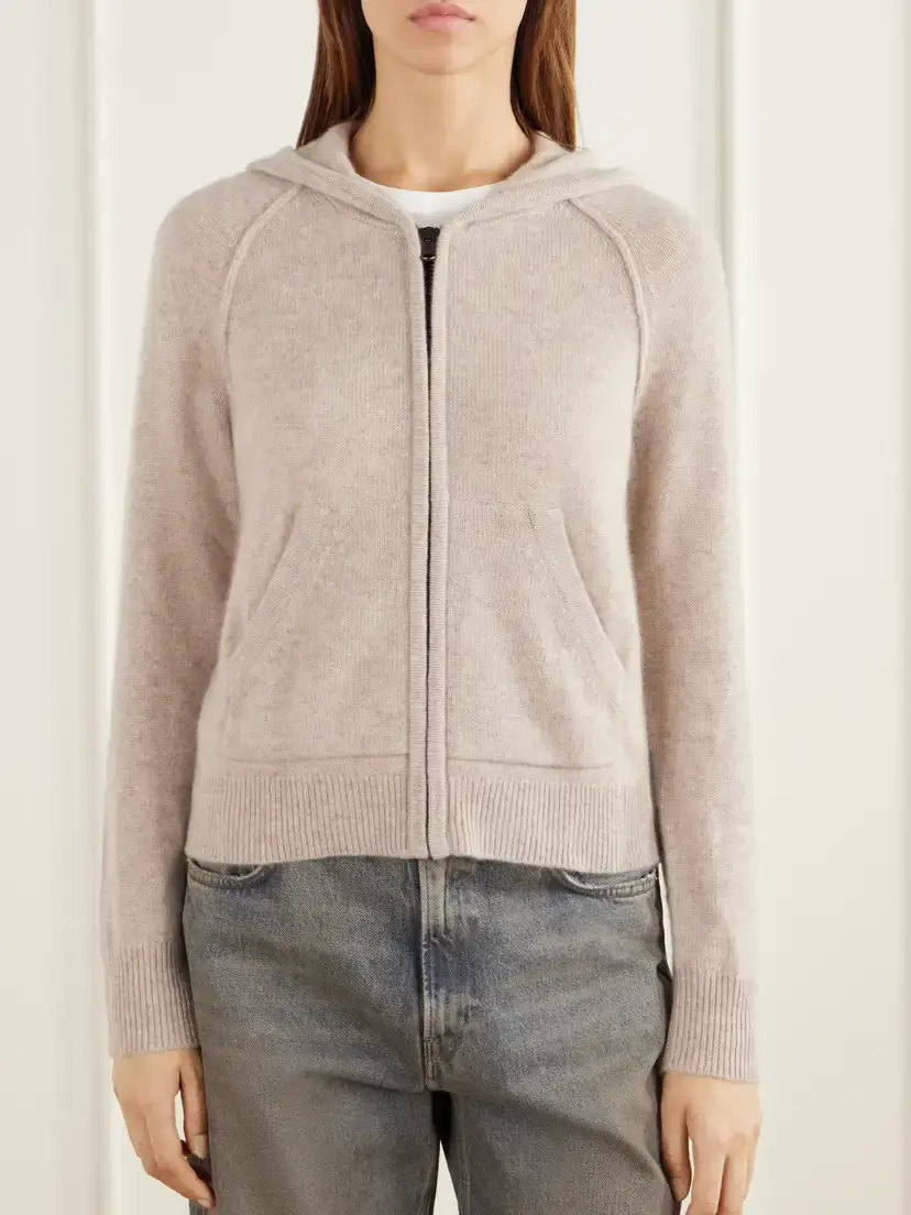 James Perse Hooded Ribbed Cashmere Zip-up Cardigan | Thumbnail 3 James Perse Hooded Ribbed Cashmere Zip-up Cardigan | Thumbnail 3