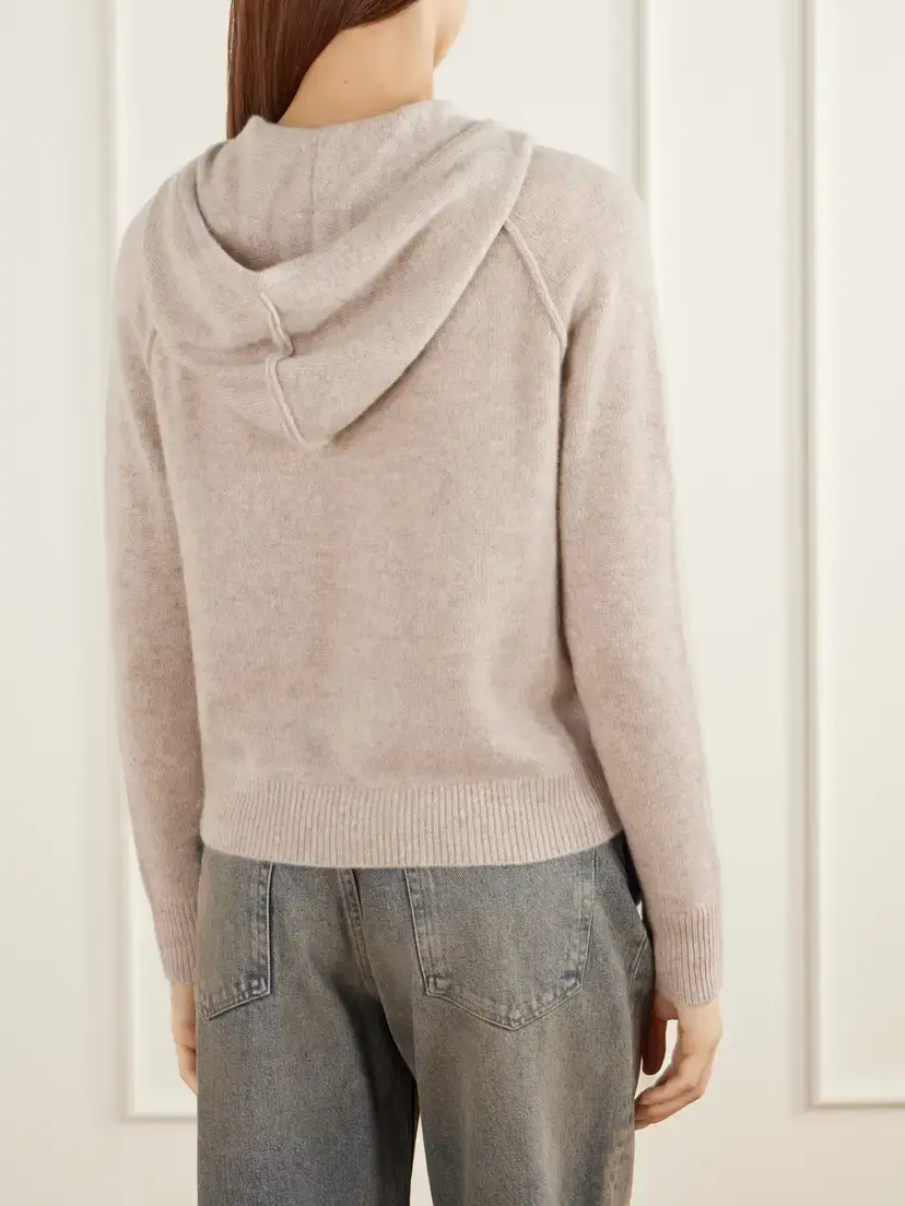 James Perse Hooded Ribbed Cashmere Zip-up Cardigan | Thumbnail 4 James Perse Hooded Ribbed Cashmere Zip-up Cardigan | Thumbnail 4