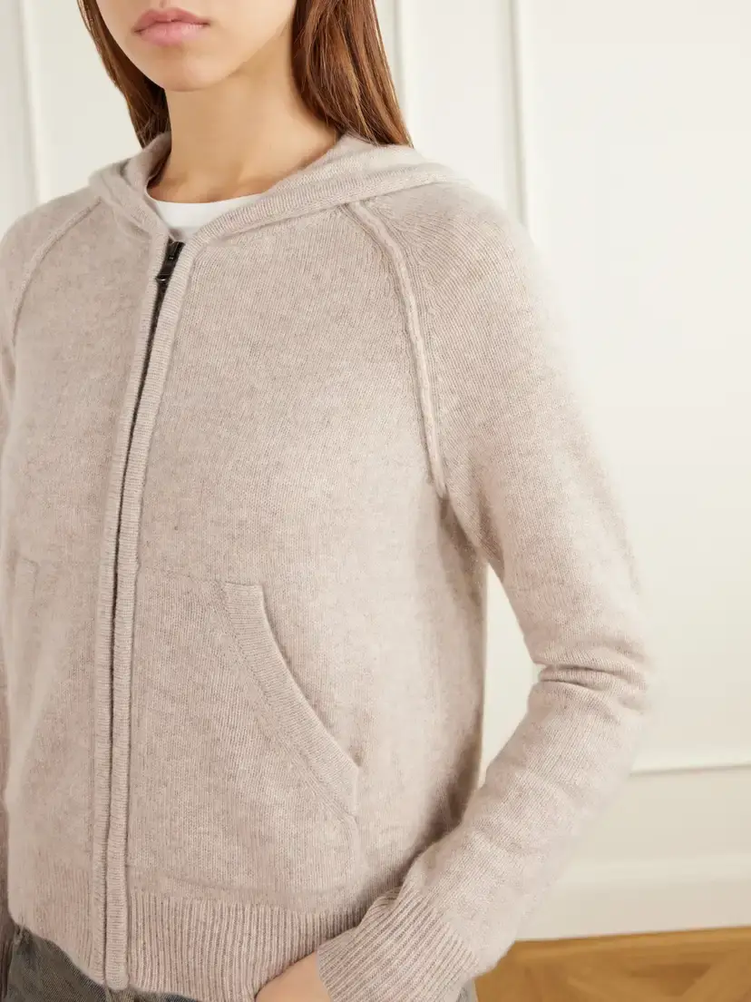 James Perse Hooded Ribbed Cashmere Zip-up Cardigan | Thumbnail 5 James Perse Hooded Ribbed Cashmere Zip-up Cardigan | Thumbnail 5