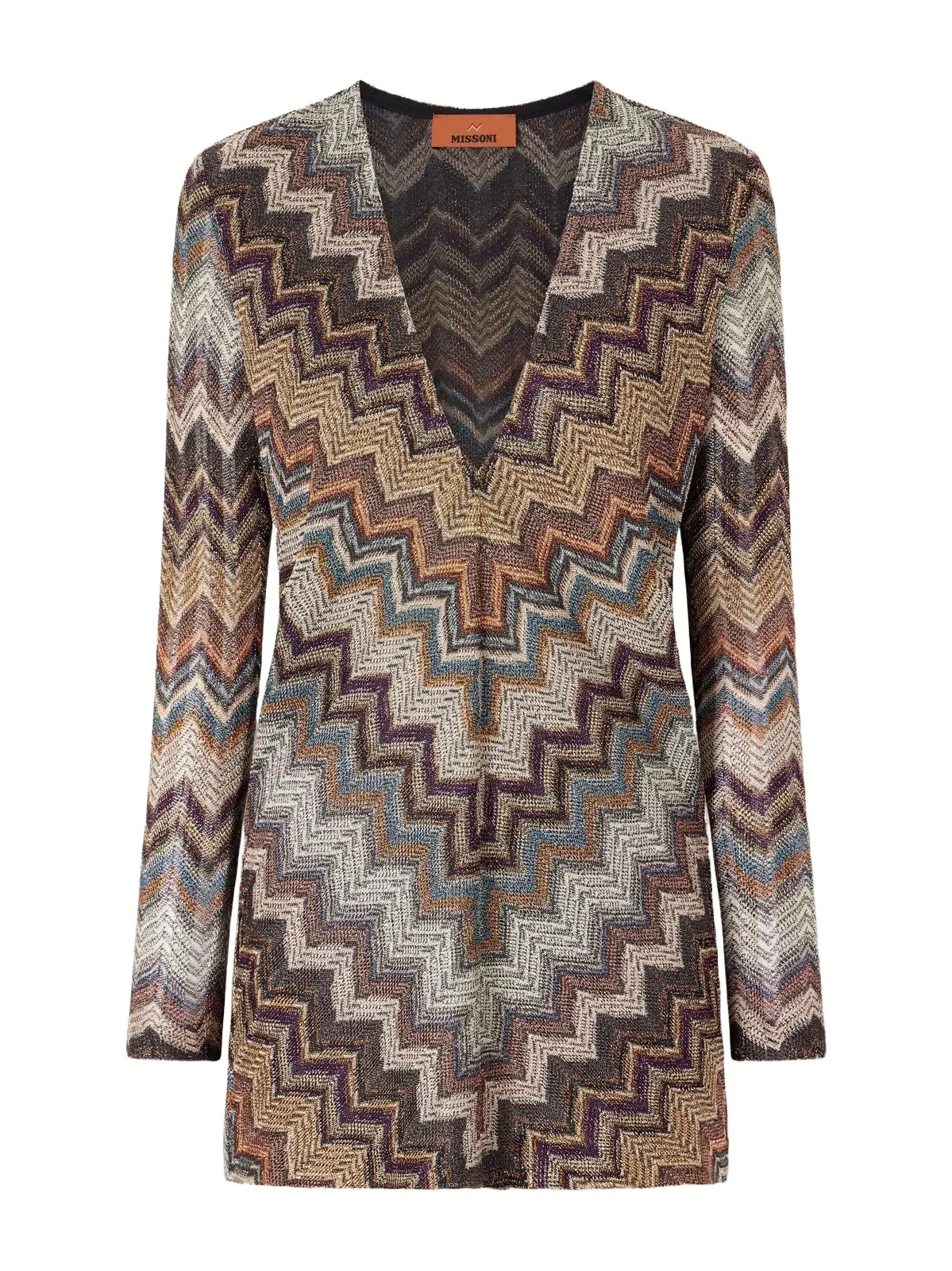 Striped Metallic Crochet-knit Mini Dress