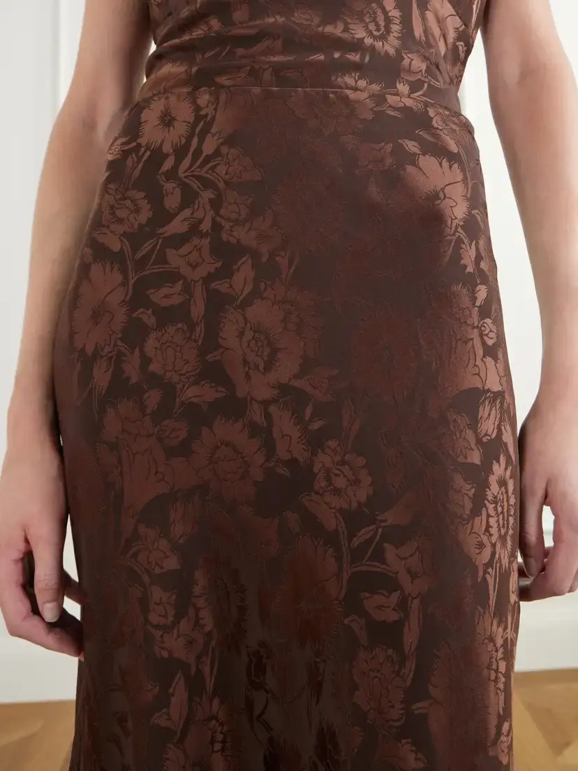 Veronica Beard Clover Floral-jacquard Silk-blend Satin Midi Skirt | Thumbnail 4 Veronica Beard Clover Floral-jacquard Silk-blend Satin Midi Skirt | Thumbnail 4