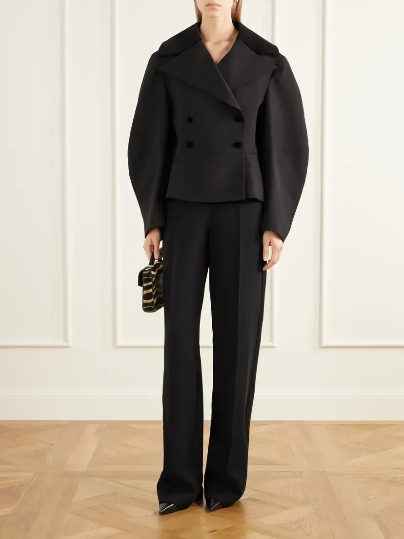 LIBEROWE Jiani Double-breatsted Velvet-trimmed Wool-crepe Jacket | Thumbnail 2