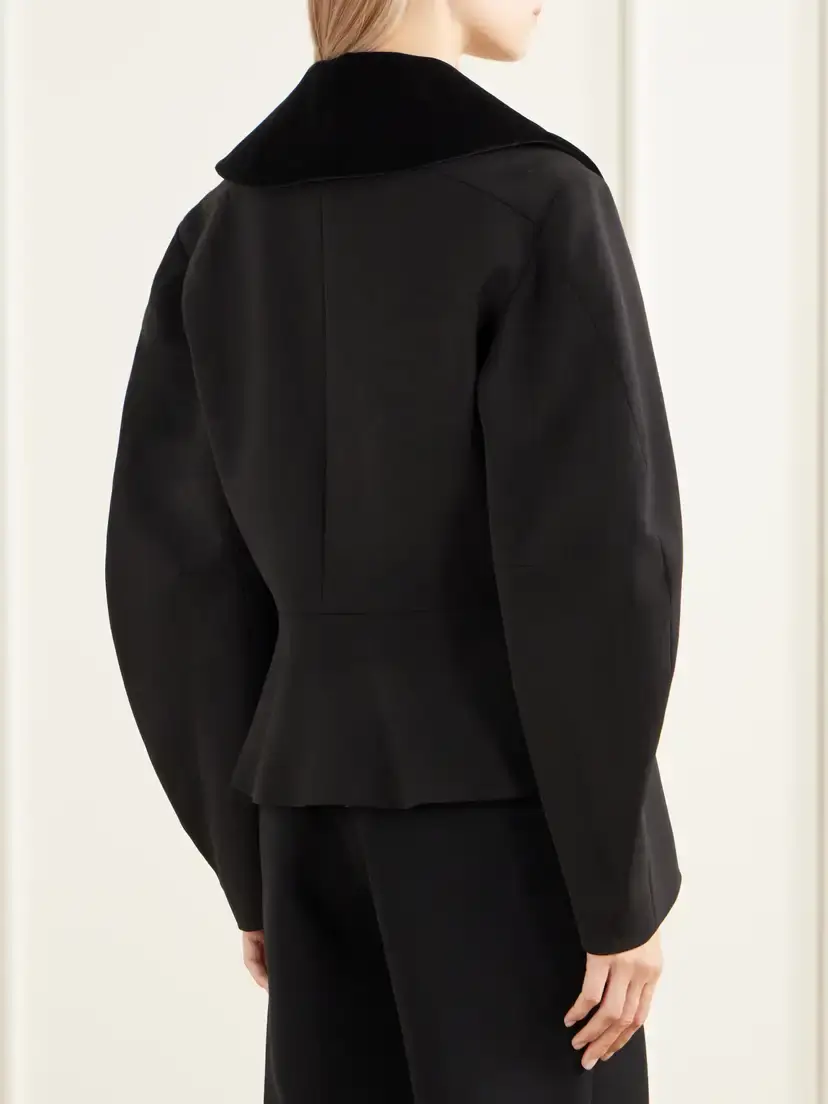 LIBEROWE Jiani Double-breatsted Velvet-trimmed Wool-crepe Jacket | Thumbnail 3