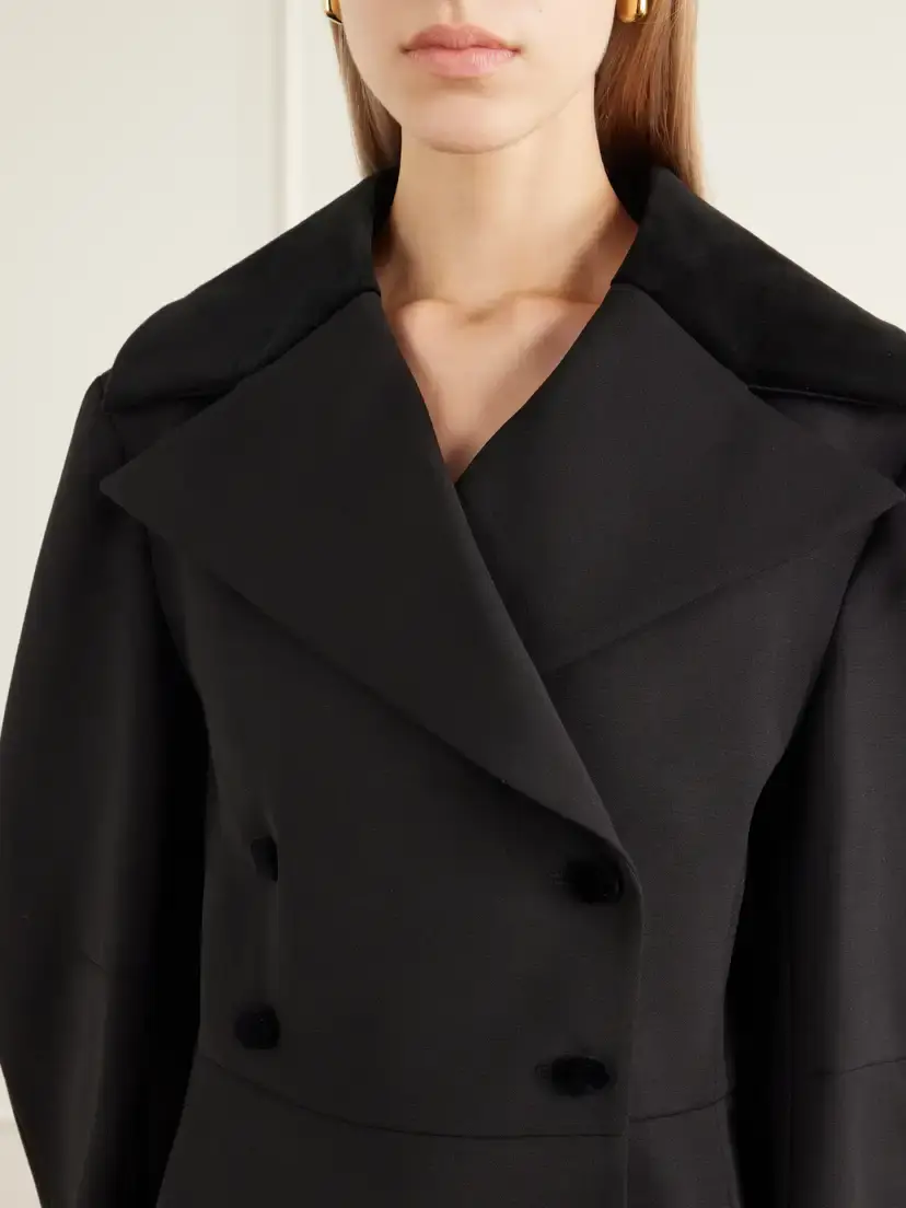 LIBEROWE Jiani Double-breatsted Velvet-trimmed Wool-crepe Jacket | Thumbnail 4