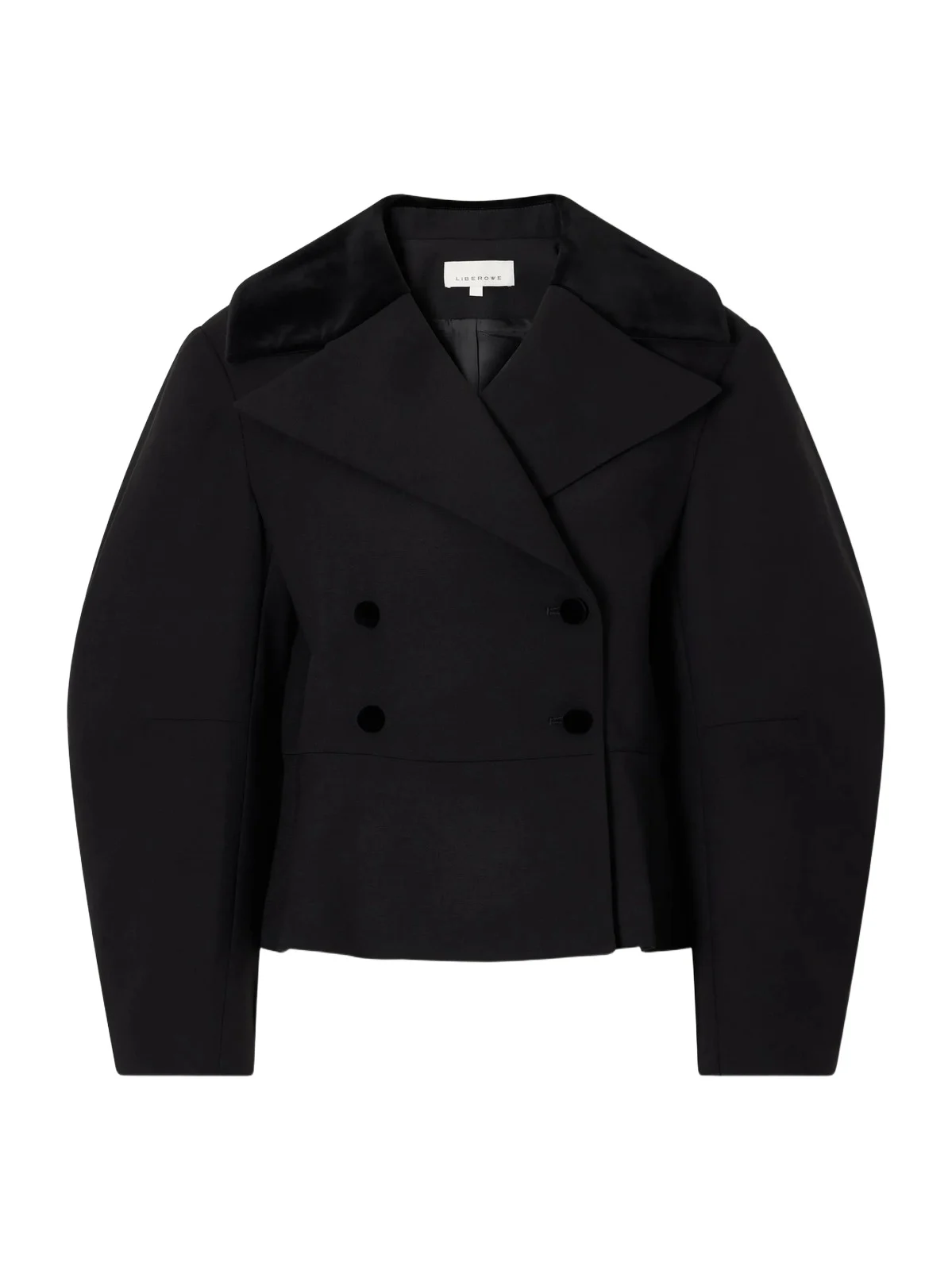 LIBEROWE Jiani Double-breatsted Velvet-trimmed Wool-crepe Jacket