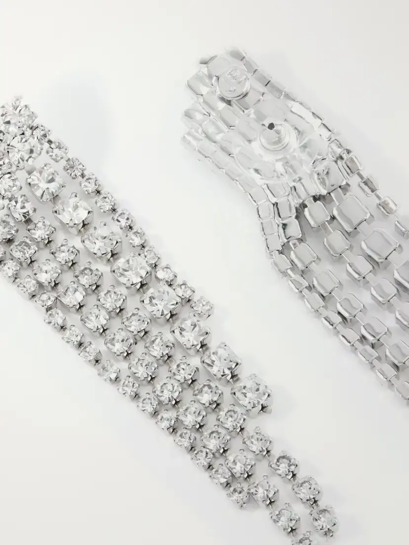 Jennifer Behr Zayla Fringed Crystal-embellished Rhodium-plated Silver-tone Metal Earrings | Thumbnail 3 Jennifer Behr Zayla Fringed Crystal-embellished Rhodium-plated Silver-tone Metal Earrings | Thumbnail 3