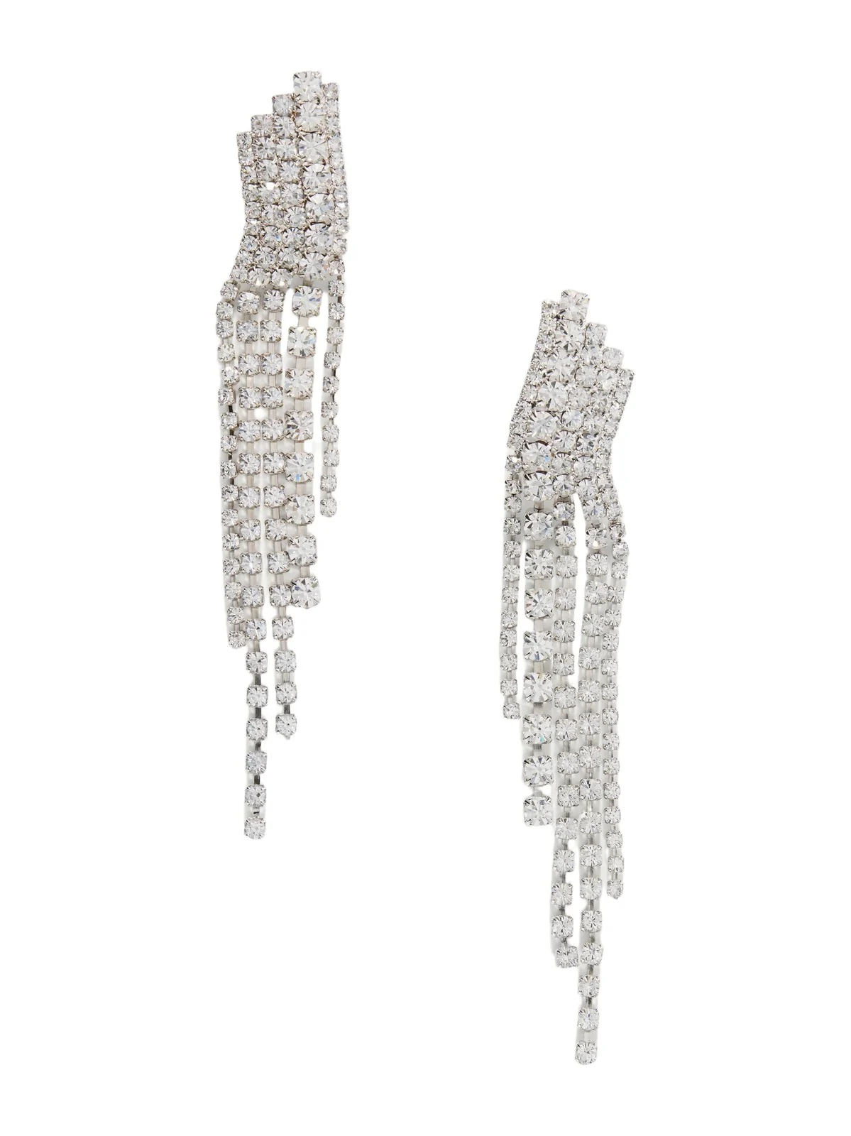 Zayla Fringed Crystal-embellished Rhodium-plated Silver-tone Metal Earrings Zayla Fringed Crystal-embellished Rhodium-plated Silver-tone Metal Earrings