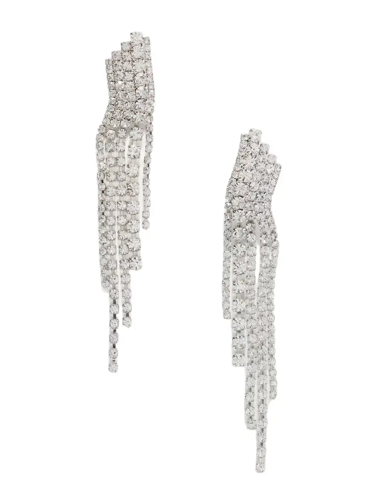Jennifer Behr Zayla Fringed Crystal-embellished Rhodium-plated Silver-tone Metal Earrings