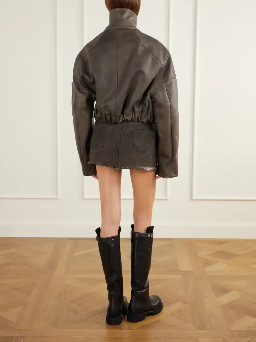Rick Owens Cropped Funnel-neck Leather Jacket | Thumbnail 4 Rick Owens Cropped Funnel-neck Leather Jacket | Thumbnail 4