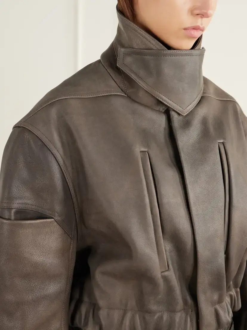 Rick Owens Cropped Funnel-neck Leather Jacket | Thumbnail 5