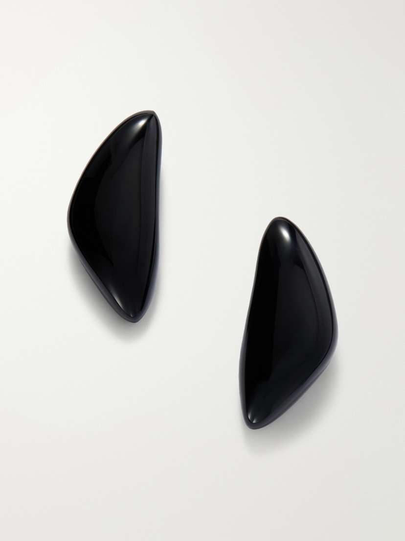 CAMILLE SURAULT Black Dowdow Resin And Sterling Silver Earrings