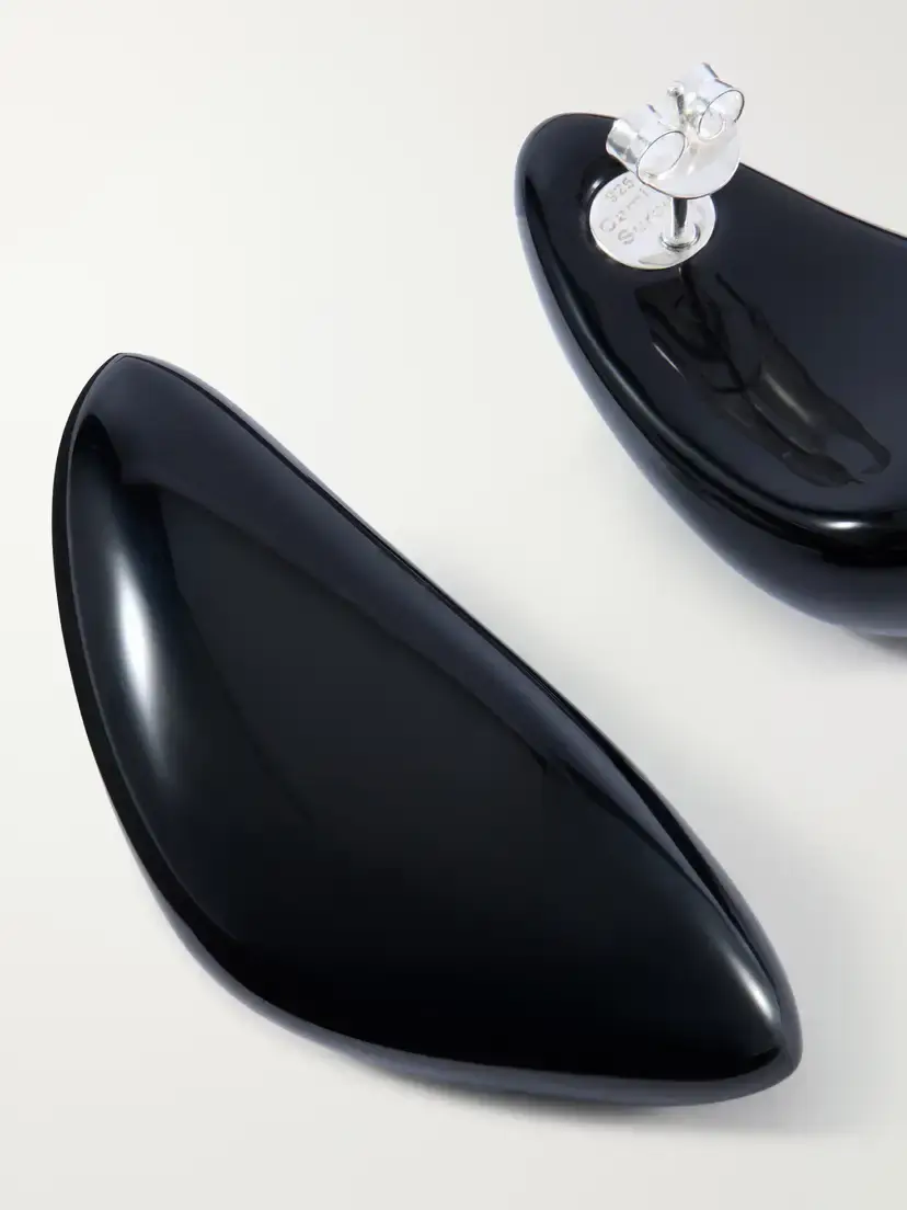 CAMILLE SURAULT Black Dowdow Resin And Sterling Silver Earrings | Thumbnail 3 CAMILLE SURAULT Black Dowdow Resin And Sterling Silver Earrings | Thumbnail 3