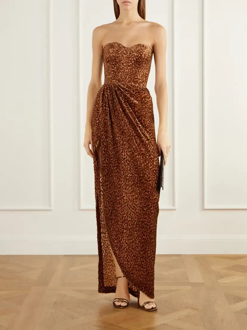 Alex Perry Gathered Leopard-effect Devoré Gown | Thumbnail 2