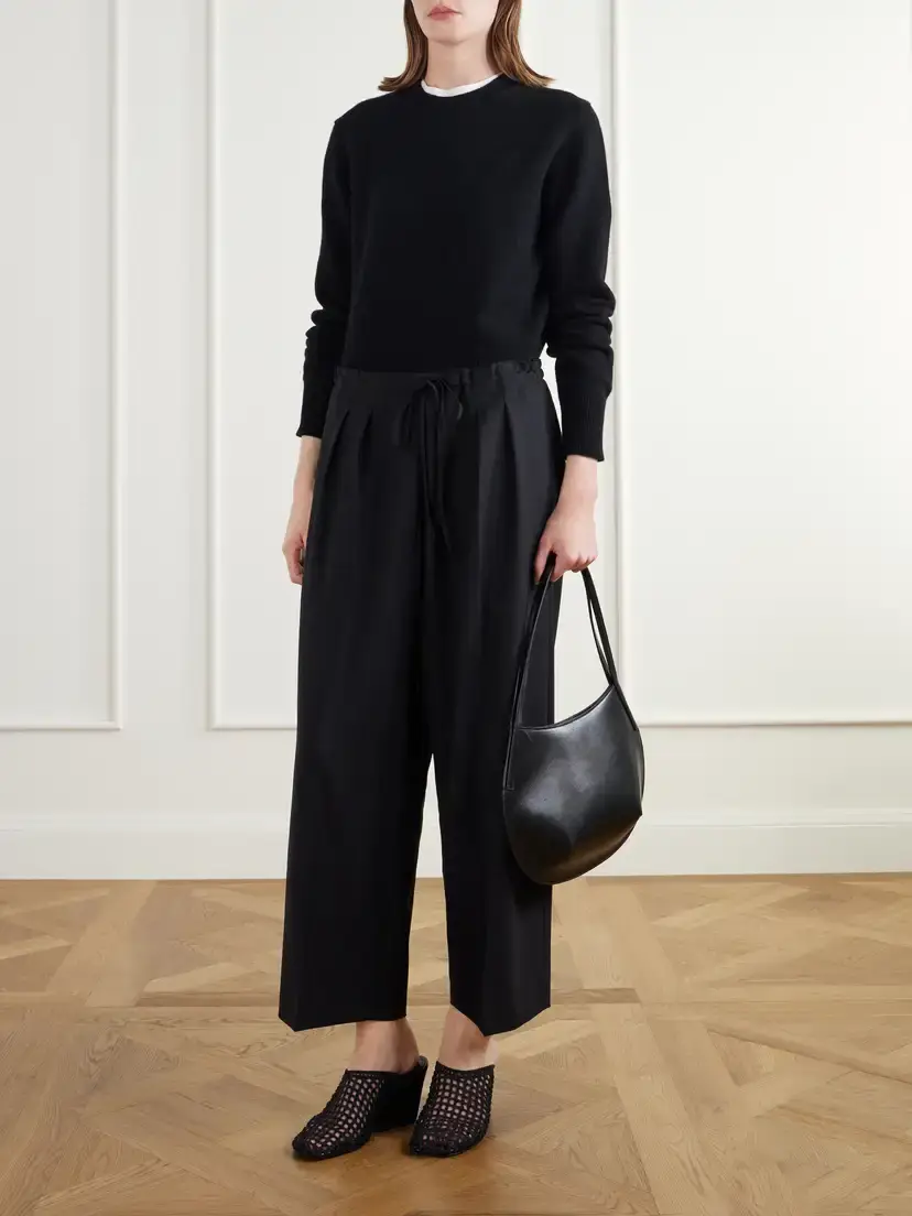 Maria McManus Cropped Drawstring Wool-blend Crepe Wide-leg Pants | Thumbnail 2