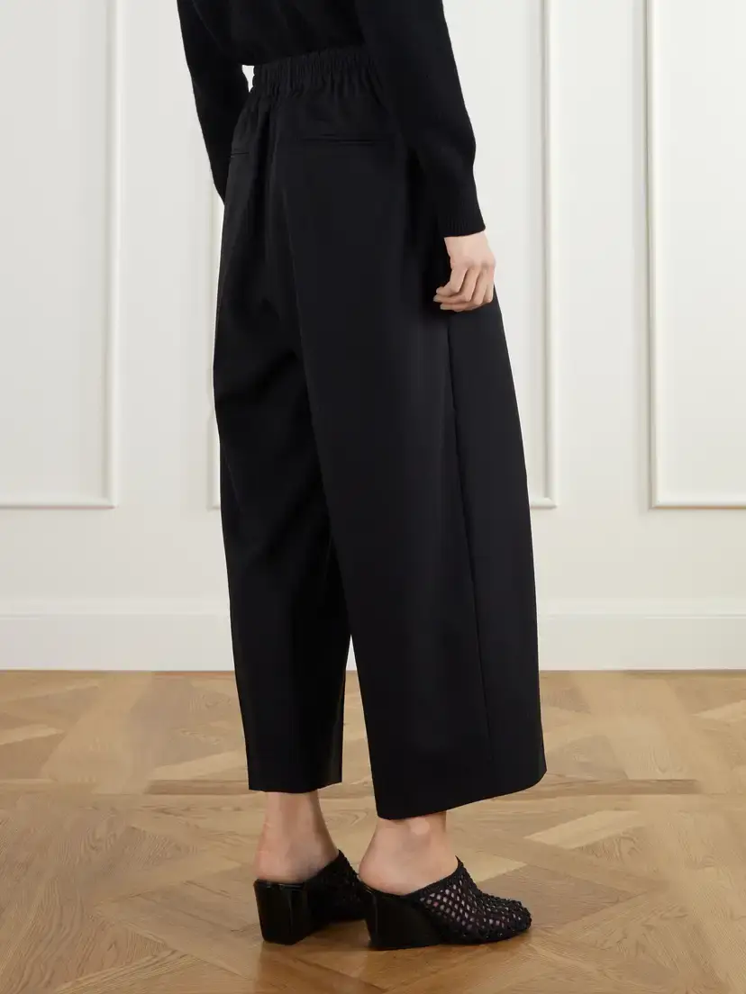 Maria McManus Cropped Drawstring Wool-blend Crepe Wide-leg Pants | Thumbnail 4