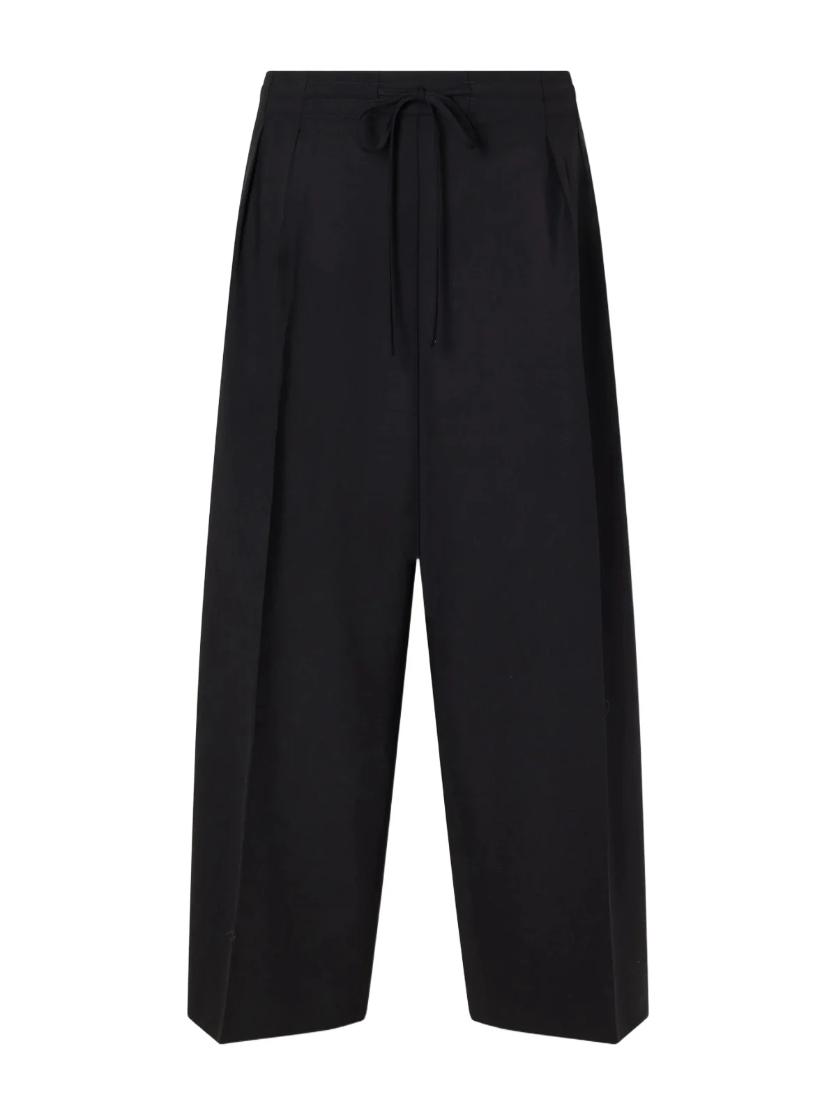 Cropped Drawstring Wool-blend Crepe Wide-leg Pants Cropped Drawstring Wool-blend Crepe Wide-leg Pants
