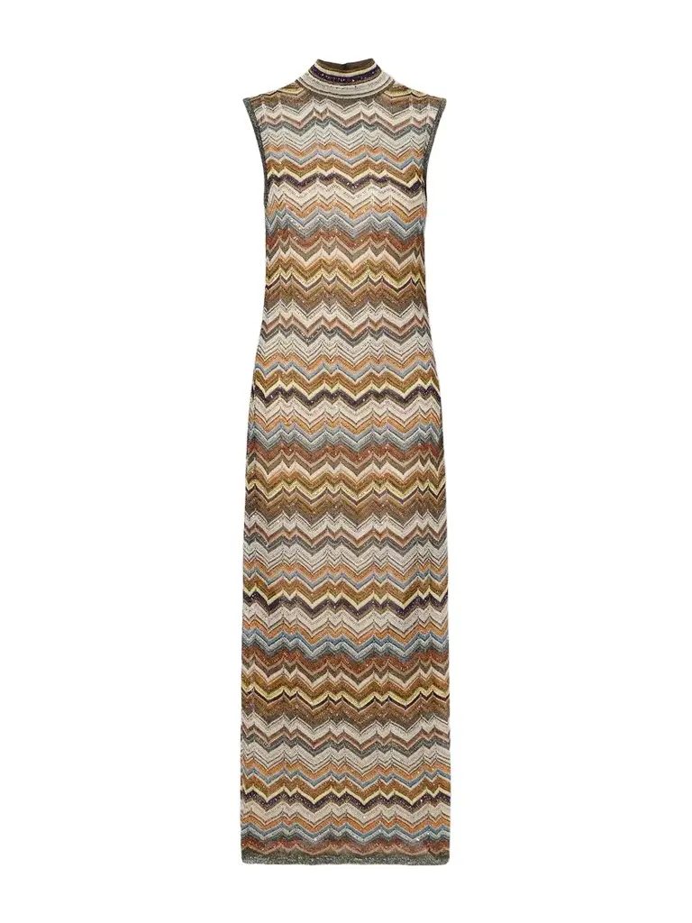 Missoni Striped Metallic Crochet-knit Maxi Dress
