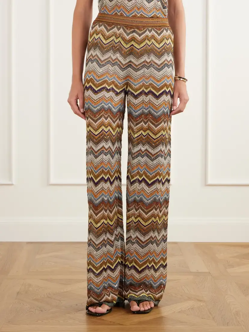 Missoni Sequined Metallic Crochet-knit Wide-leg Pants | Thumbnail 3