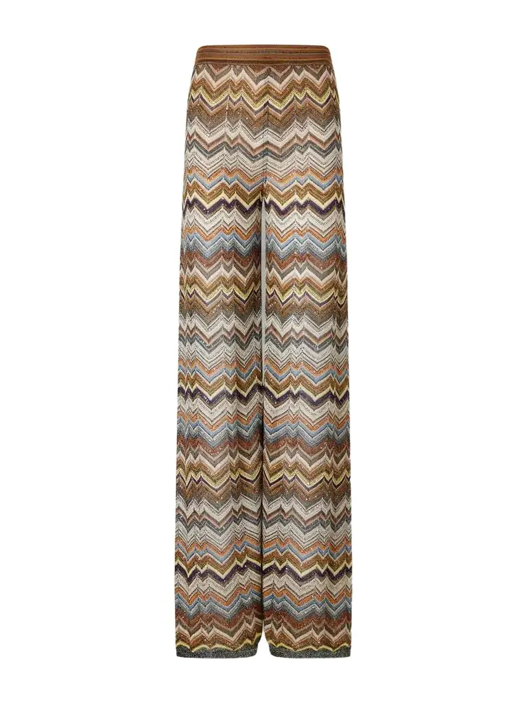 Missoni Sequined Metallic Crochet-knit Wide-leg Pants