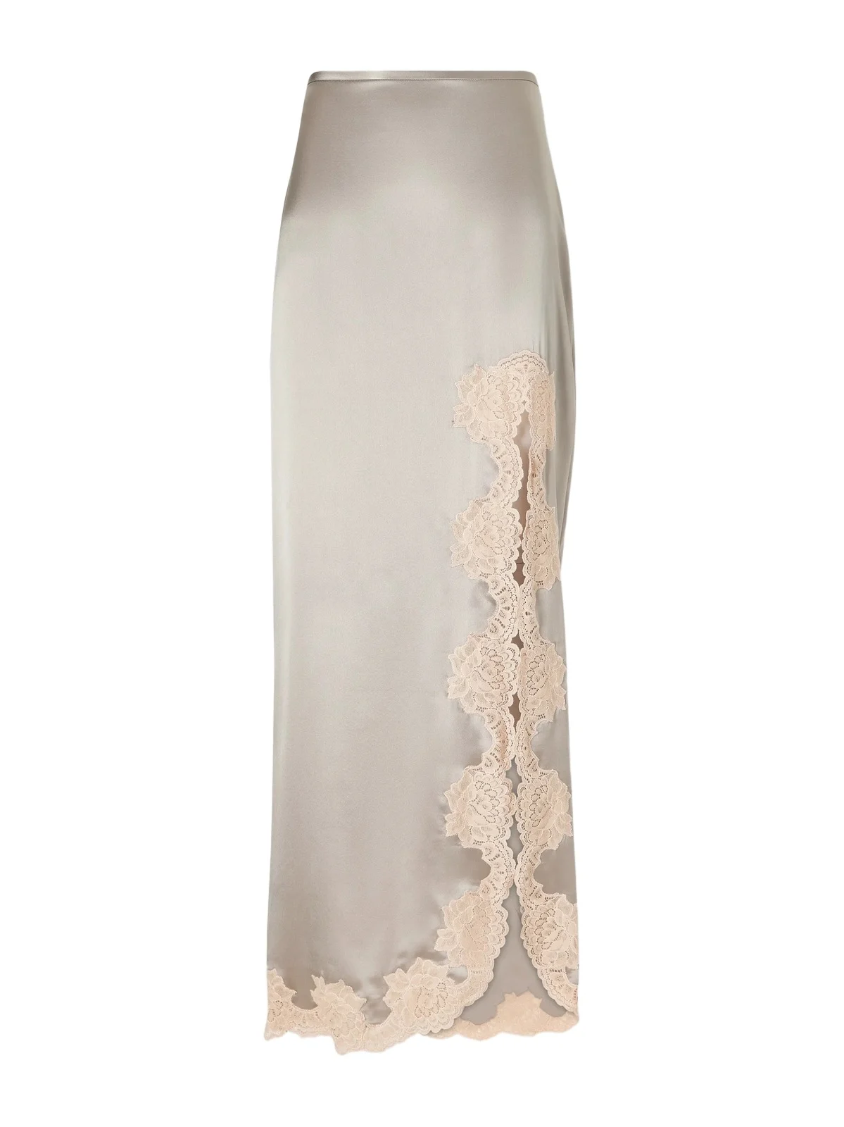 Lace-trimmed Silk-satin Midi Skirt Lace-trimmed Silk-satin Midi Skirt