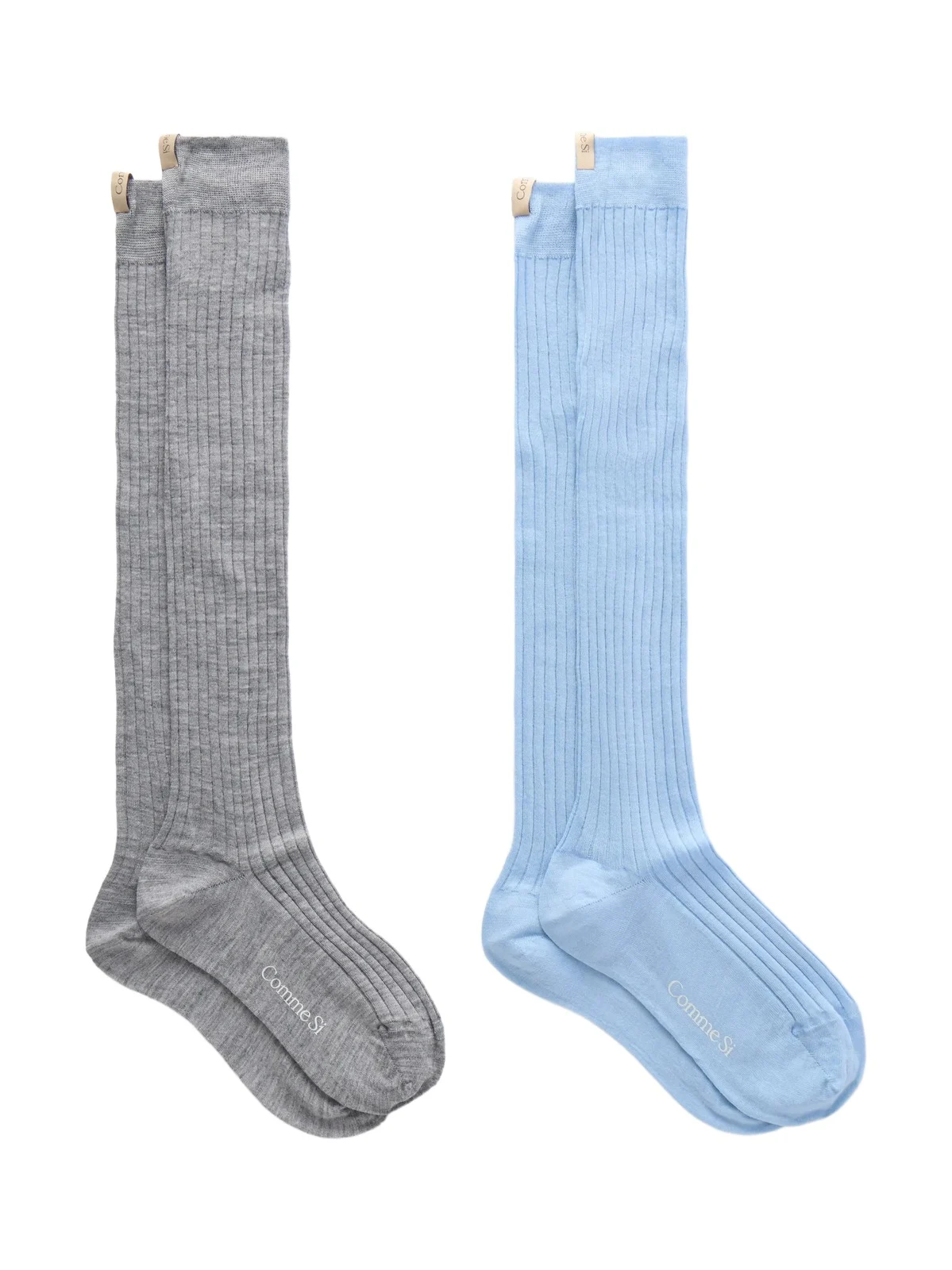Comme Si The Knee High Set Of Two Ribbed Merino Wool-blend Socks