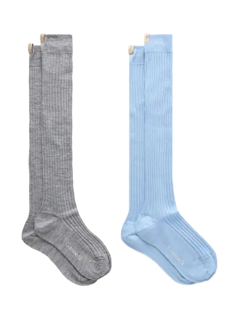 The Knee High Set Of Two Ribbed Merino Wool-blend Socks