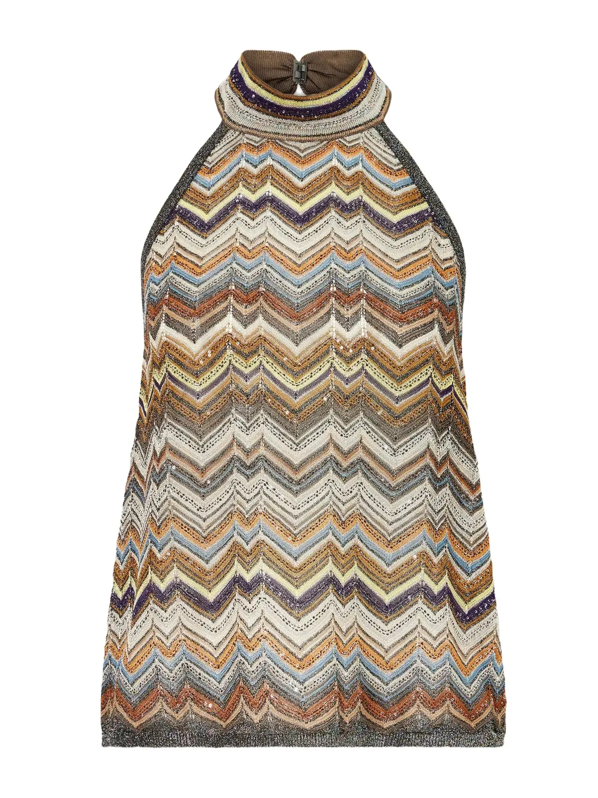 Missoni Striped Metallic Crochet-knit Tank