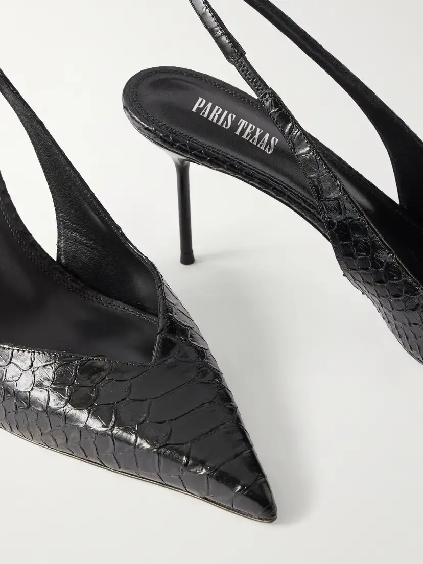 Paris Texas Lidia 70 Snake-effect Leather Slingback Pumps | Thumbnail 5