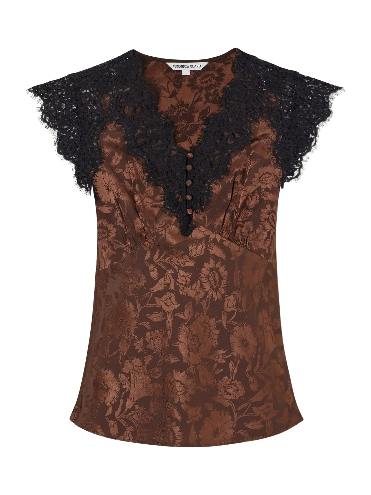 Pascaline Lace-trimmed Floral-jacquard Silk-blend Satin Blouse
