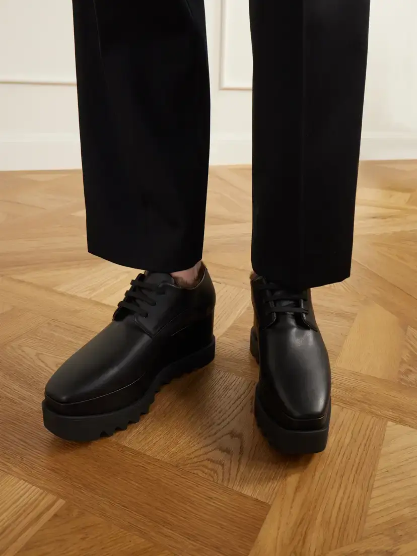 Stella McCartney Elyse Plush-trimmed Vegan Material Platform Brogues | Thumbnail 2 Stella McCartney Elyse Plush-trimmed Vegan Material Platform Brogues | Thumbnail 2