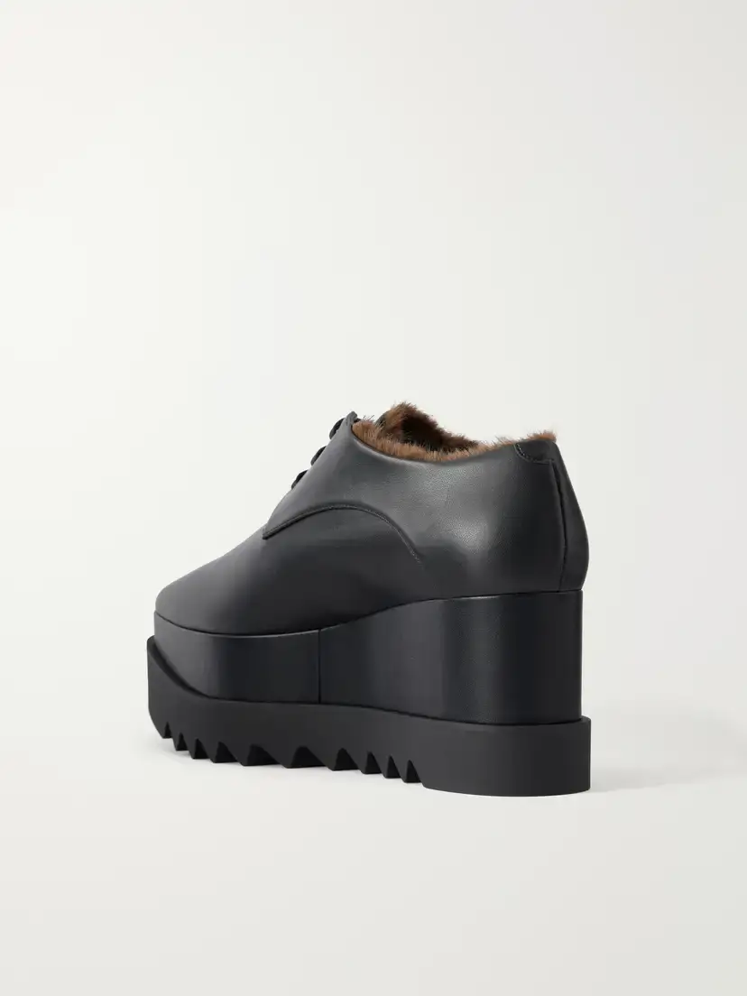 Stella McCartney Elyse Plush-trimmed Vegan Material Platform Brogues | Thumbnail 3 Stella McCartney Elyse Plush-trimmed Vegan Material Platform Brogues | Thumbnail 3