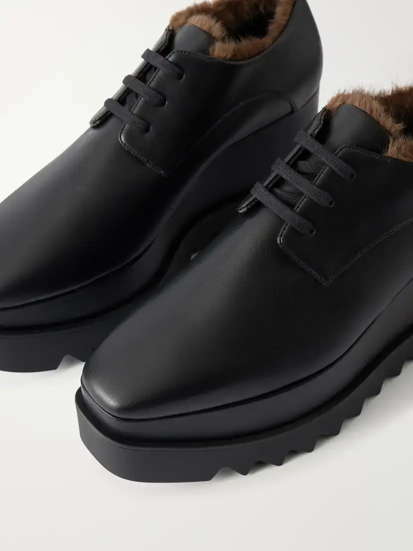 Stella McCartney Elyse Plush-trimmed Vegan Material Platform Brogues | Thumbnail 5 Stella McCartney Elyse Plush-trimmed Vegan Material Platform Brogues | Thumbnail 5