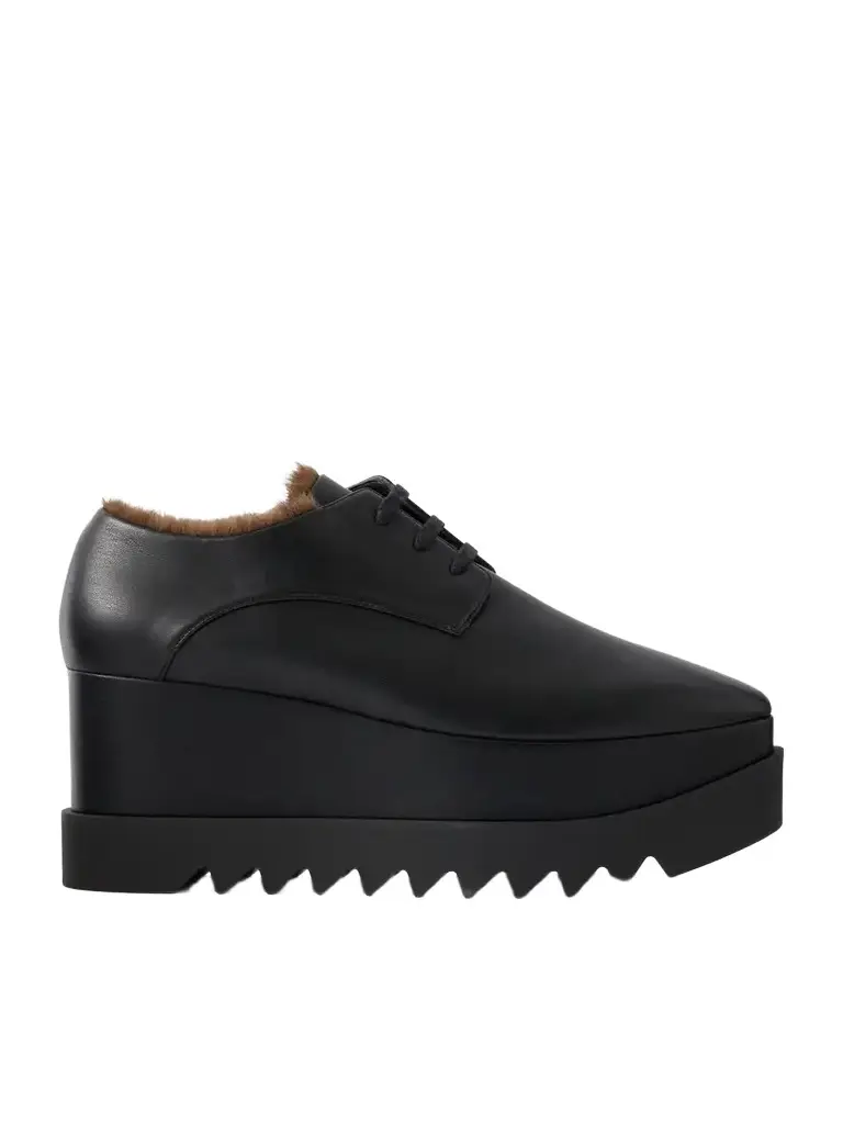Stella McCartney Elyse Plush-trimmed Vegan Material Platform Brogues