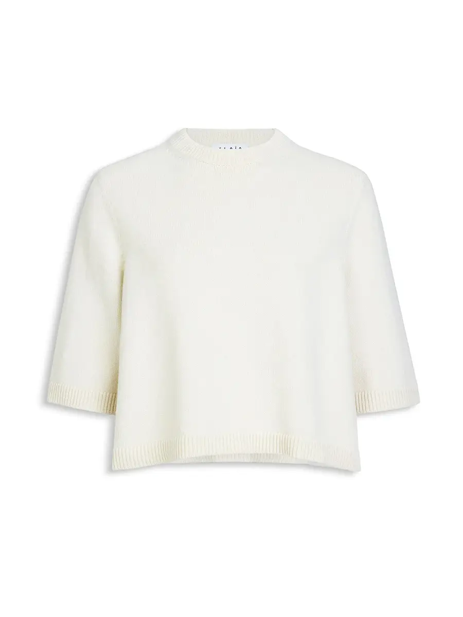 Alaïa Boxy Short-Sleeve Cashmere Sweater | Thumbnail 1 Alaïa Boxy Short-Sleeve Cashmere Sweater | Thumbnail 1