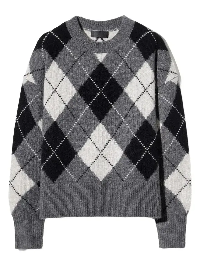 Donnika Cashmere-Silk Argyle Sweater
