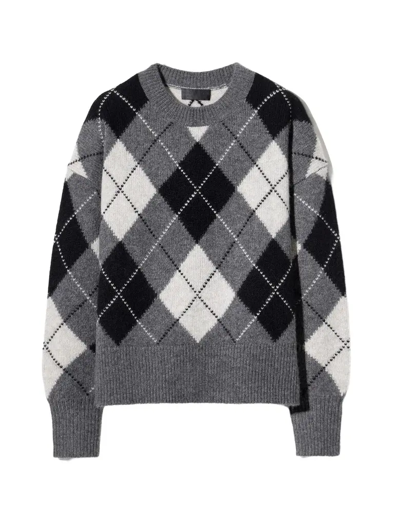 Donnika Cashmere-Silk Argyle Sweater Donnika Cashmere-Silk Argyle Sweater