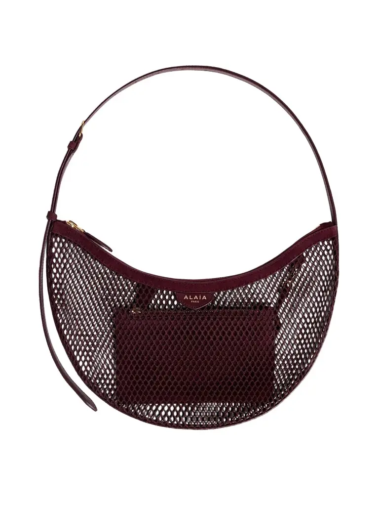 Alaïa Fishnet and Suede One Piece Demi Lune Bag