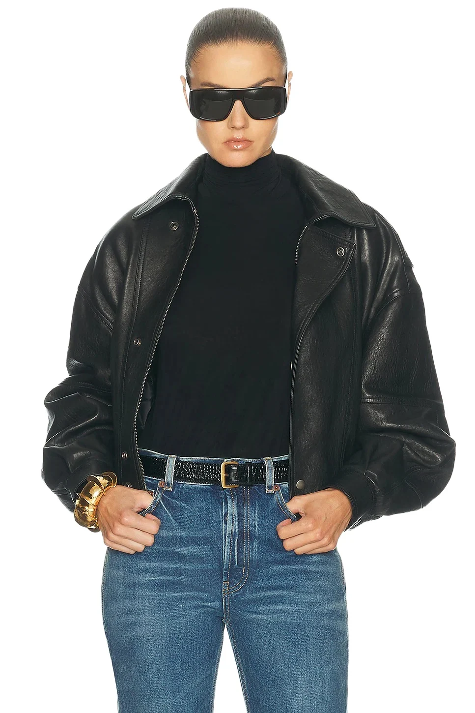 Saint Laurent Oversized Leather Jacket