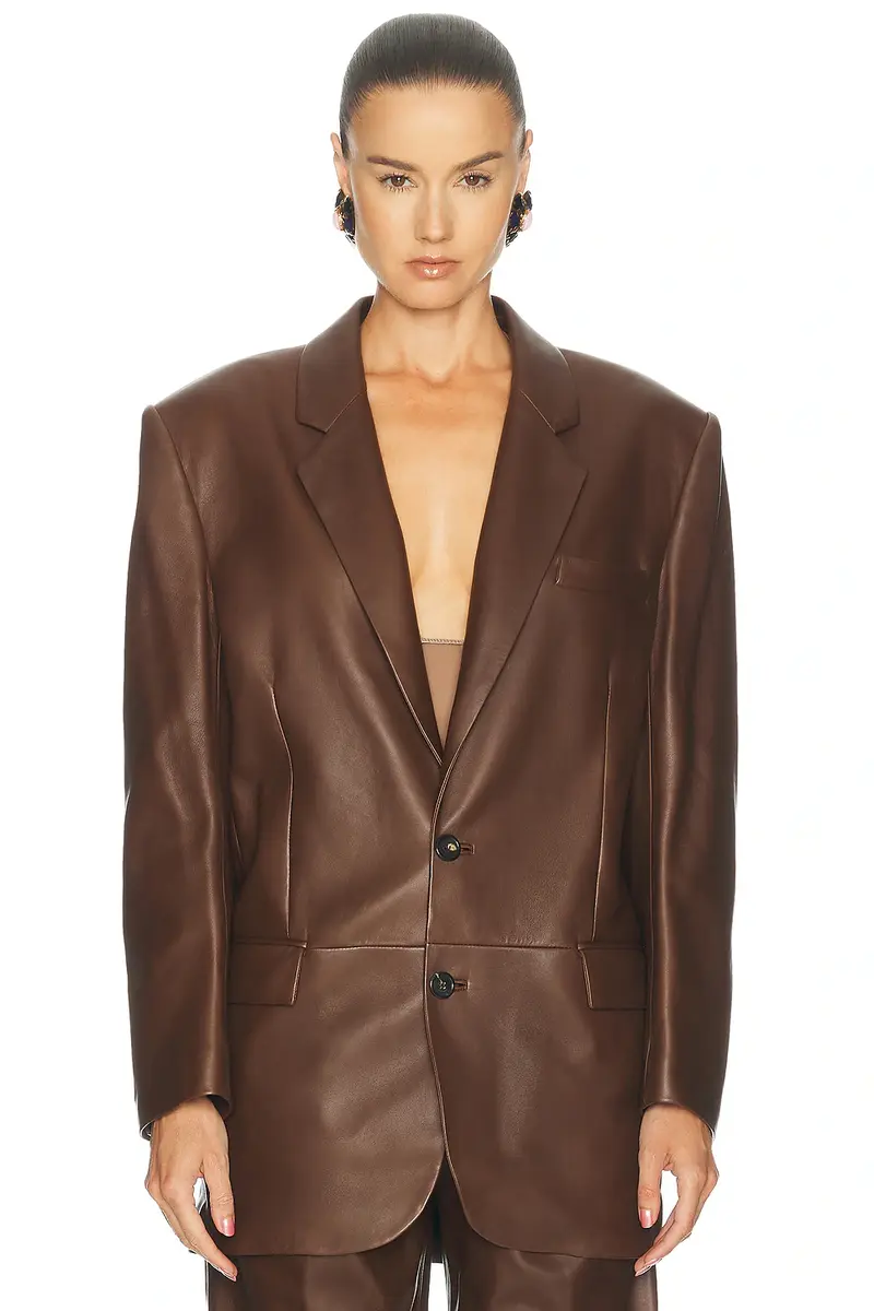 Saint Laurent Leather Blazer | Thumbnail 2