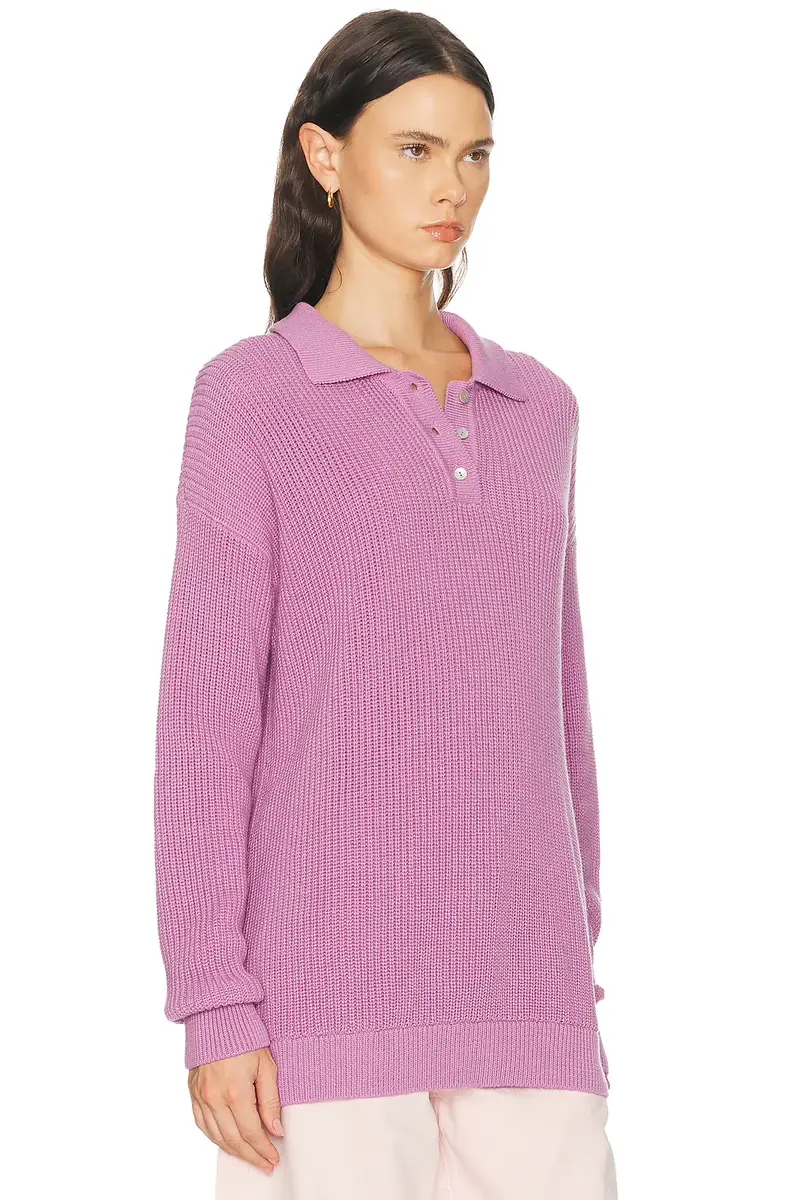 DONNI. The Heavy Cotton Knit Polo Sweater | Thumbnail 2 DONNI. The Heavy Cotton Knit Polo Sweater | Thumbnail 2