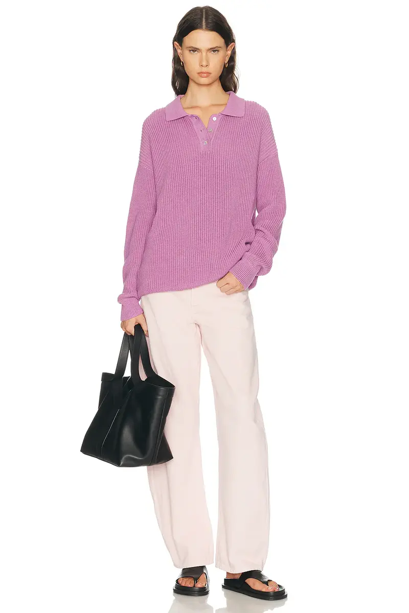 DONNI. The Heavy Cotton Knit Polo Sweater | Thumbnail 4 DONNI. The Heavy Cotton Knit Polo Sweater | Thumbnail 4