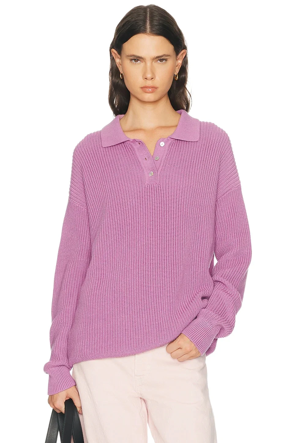 DONNI. The Heavy Cotton Knit Polo Sweater