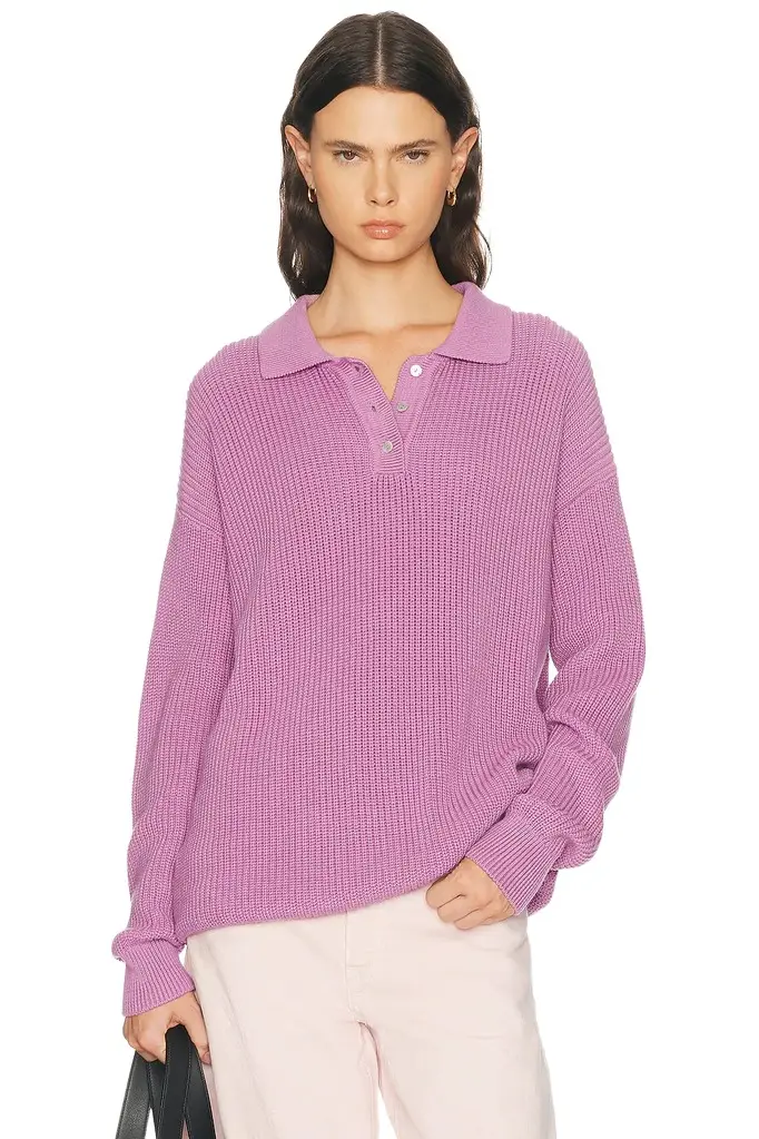 DONNI. The Heavy Cotton Knit Polo Sweater