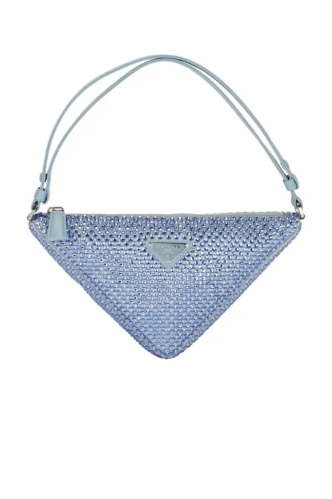Prada Prada Satin Crystal Triangle Pouch | Thumbnail 1 Prada Prada Satin Crystal Triangle Pouch | Thumbnail 1
