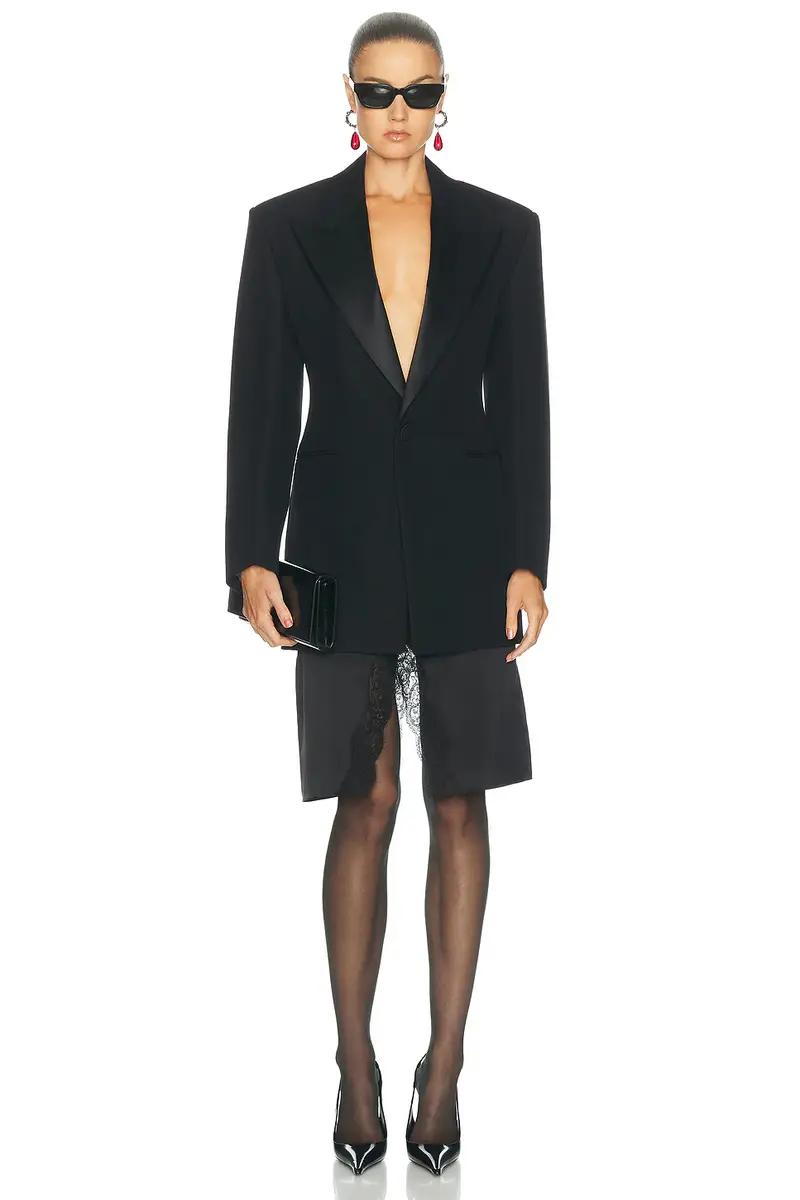 Saint Laurent Lace Trimmed Satin Midi Skirt | Thumbnail 5