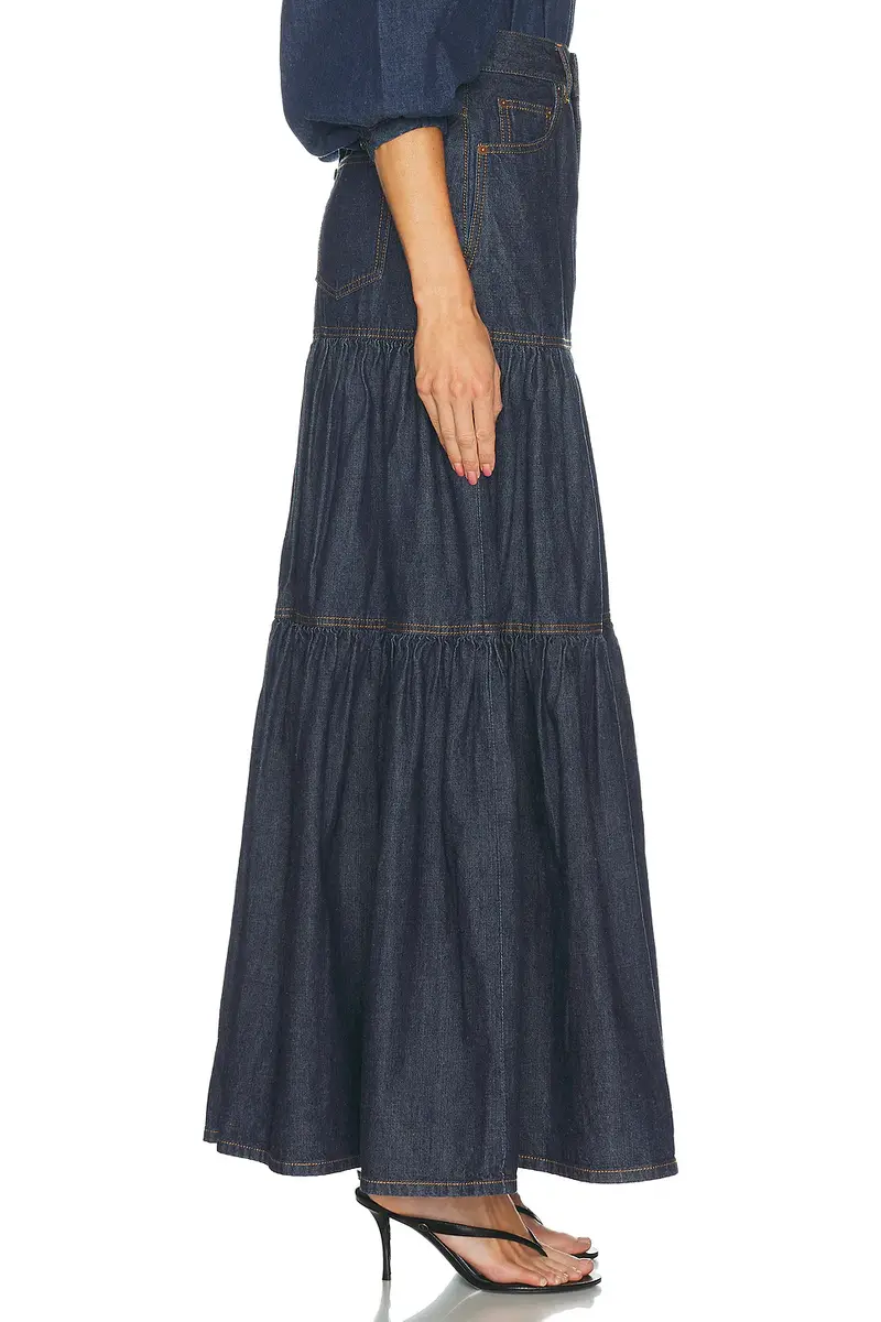 Saint Laurent Denim Long Ruffle Skirt | Thumbnail 3 Saint Laurent Denim Long Ruffle Skirt | Thumbnail 3