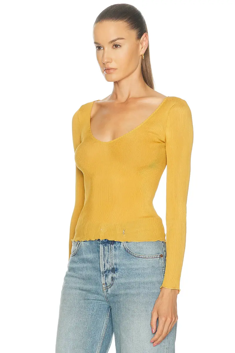 Saint Laurent Cassandre V Neck Top | Thumbnail 2 Saint Laurent Cassandre V Neck Top | Thumbnail 2