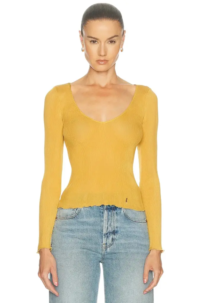 Saint Laurent Cassandre V Neck Top