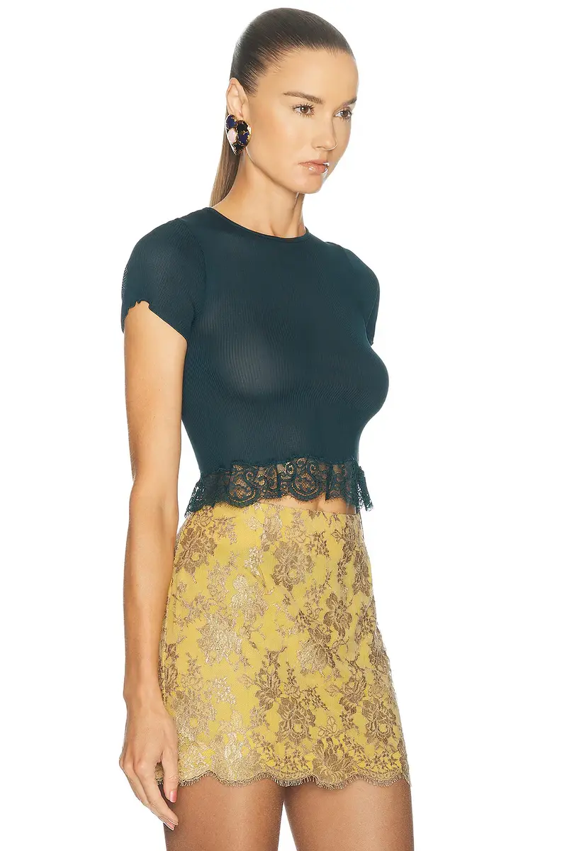 Saint Laurent Lace Trimmed Tee | Thumbnail 2 Saint Laurent Lace Trimmed Tee | Thumbnail 2