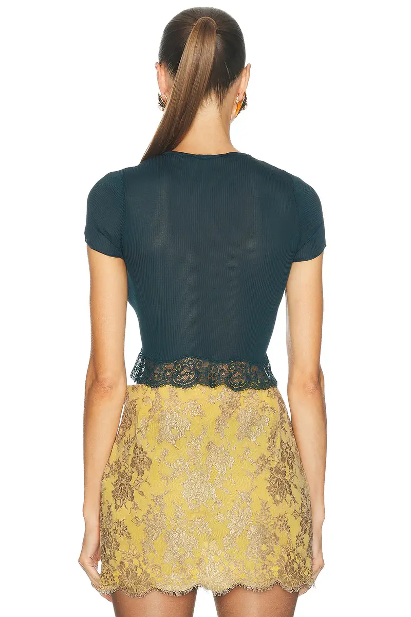 Saint Laurent Lace Trimmed Tee | Thumbnail 3 Saint Laurent Lace Trimmed Tee | Thumbnail 3